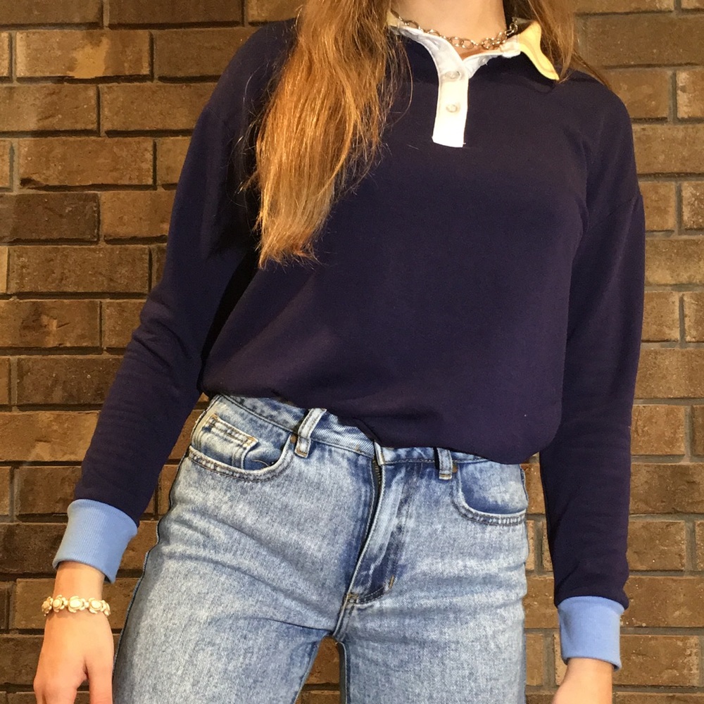 hippie rose long sleeve polo